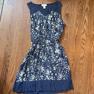LOFT Midnight Blue Floral Mini Dress